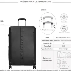Delsey Grande valise rigide extensible Départ TSA 75cm