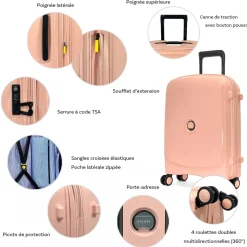 Delsey Lot 2 valises rigides Beaumont cabine 55cm et soute extensible 76cm TSA