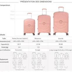 David Jones Lot 3 valises rigides dont 1 valise cabine TSA PETE