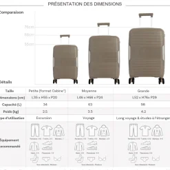 David Jones Lot 3 valises rigides dont 1 cabine PETE TSA