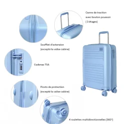 David Jones Lot 3 valises rigides extensibles dont 1 cabine TSA