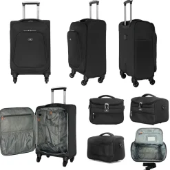 David Jones Lot de 3 valises souples extensibles plus 1 vanity