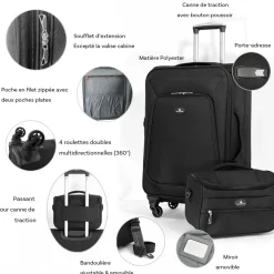 David Jones Lot de 3 valises souples extensibles plus 1 vanity