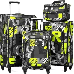 David Jones Lot de 3 valises souples extensibles plus 1 vanity