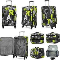 David Jones Lot de 3 valises souples extensibles plus 1 vanity