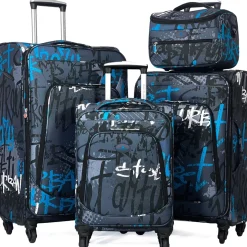 David Jones Lot de 3 valises souples extensibles plus 1 vanity