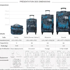 David Jones Lot de 3 valises souples extensibles plus 1 vanity