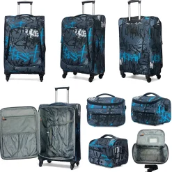 David Jones Lot de 3 valises souples extensibles plus 1 vanity