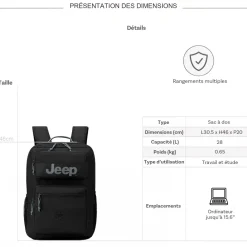 Jeep Sac à dos ordinateur simple compartiment JS015B 15.6"