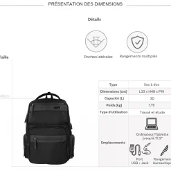 David Jones Sac à dos porte-ordinateur 17.3"