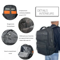 David Jones Sac à dos porte-ordinateur 17.3