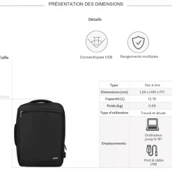 David Jones Sac à dos porte-ordinateur 16"