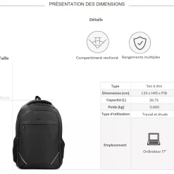 David Jones Sac à dos porte-ordinateur 17"