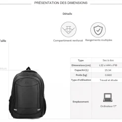 David Jones Sac à dos porte-ordinateur 17"