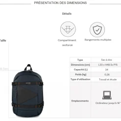 Bleucerise Sac à dos porte-ordinateur Aoking Bleu Cerise 16''