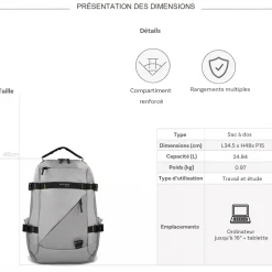 Bleucerise Sac à dos porte-ordinateur Aoking Bleu Cerise 16''