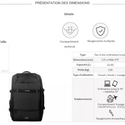 Bleucerise Sac à dos porte-ordinateur et voyage extensible Aoking Bleu Cerise 16''