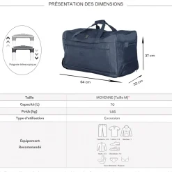 Degré Sac de voyage avec roulettes 70L polyester taille M 64cm