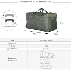 Degré Sac de voyage avec roulettes 70L polyester taille M 64cm