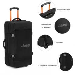 Jeep Sac de voyage avec roulettes 64L JS007C polyester taille L 73cm