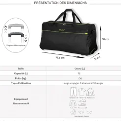 Truck Sac de voyage avec roulettes 76L polyester taille L 75.50cm