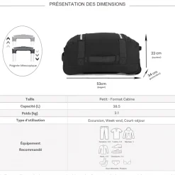 David Jones Sac de voyage cabine à roulettes 38.5L taille S 53cm