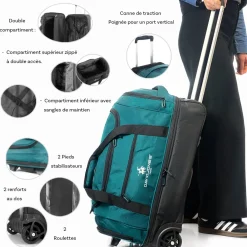 David Jones Sac de voyage cabine à roulettes 48L double compartiment Taille S 55cm