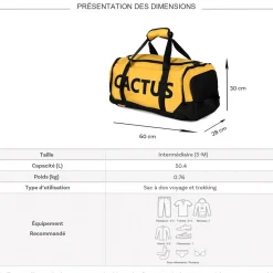 Cactus Sac de voyage week-end et sport 50L 2en1 porté dos sans roulettes