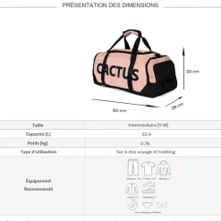 Cactus Sac de voyage week-end et sport 50L 2en1 porté dos sans roulettes