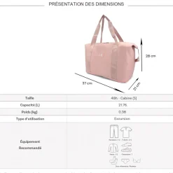 Bleucerise Sac de voyage week-end 21L déperlant Bleu Cerise sans roulettes