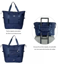 Bleucerise Sac de voyage week-end 21L déperlant Bleu Cerise sans roulettes