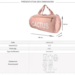Cactus Sac de voyage week-end 15,5L et sport sans roulettes
