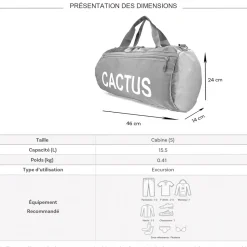 Cactus Sac de voyage week-end 15,5L et sport sans roulettes