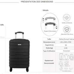 Degré Valise cabine passe-partout rigide ABS 55cm