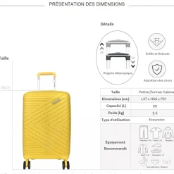 David Jones Valise cabine rigide PETE TSA 56cm