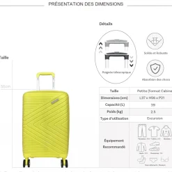 David Jones Valise cabine rigide PETE TSA 56cm