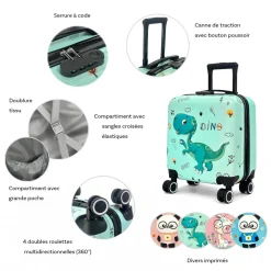 Les Sacs de K'rlot Valise cabine rigide enfant motif 3D Les Sacs de K'rlot 46cm