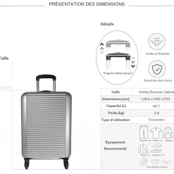 David Jones Valise cabine rigide extensible ABS 55cm