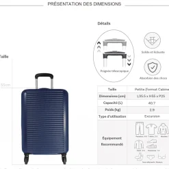 David Jones Valise cabine rigide extensible ABS 55cm