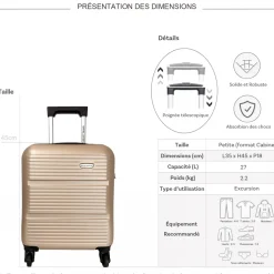 David Jones Valise cabine XS underseat rigide ABS 45cm