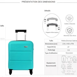 David Jones Valise cabine XS underseat rigide ABS 45cm