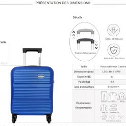 David Jones Valise cabine XS underseat rigide ABS 45cm