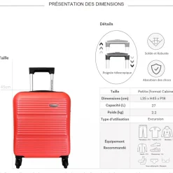 David Jones Valise cabine XS underseat rigide ABS 45cm