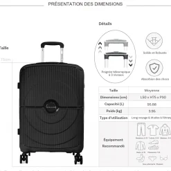 David Jones Valise grande taille rigide PETE TSA 75cm