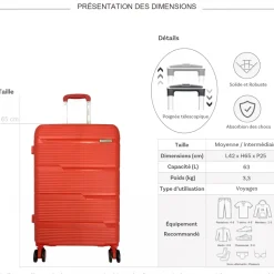 David Jones Valise moyenne rigide PETE TSA 65cm